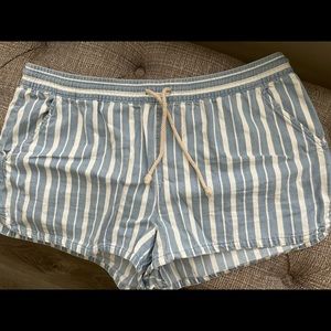 Blue and white striped shorts